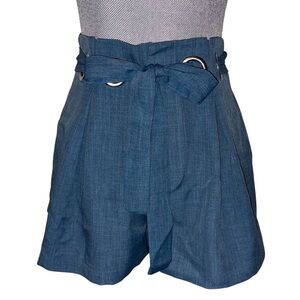 Jealous Tomato Blue High-Waisted Paperbag Shorts with Belt